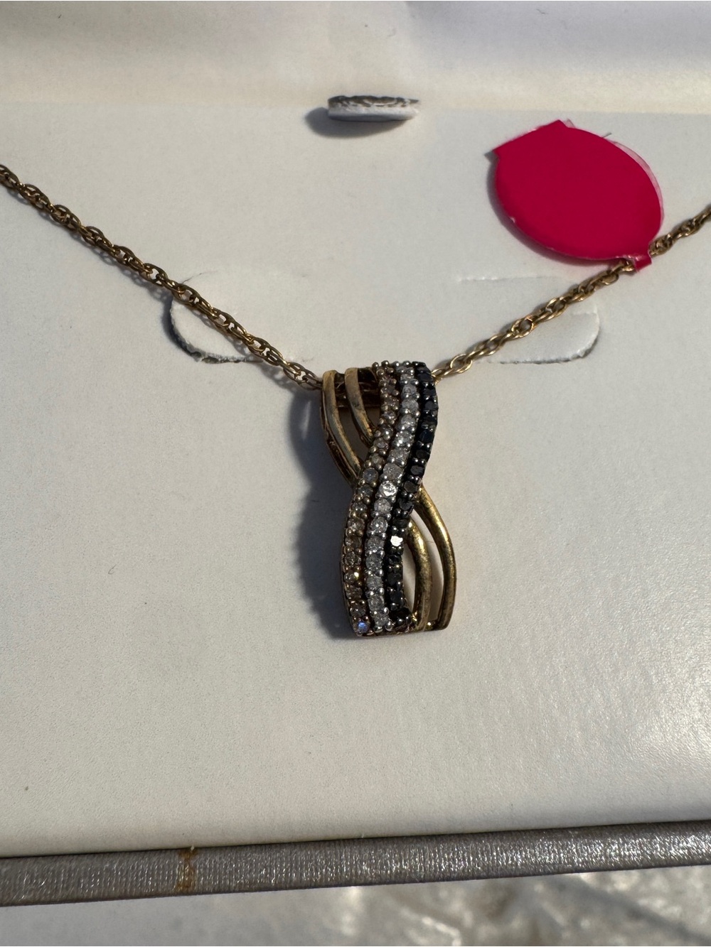 HN Heng Ngai 925 Sterling Silver Vermeil Diamond Wave Infinity Pendant Necklace
